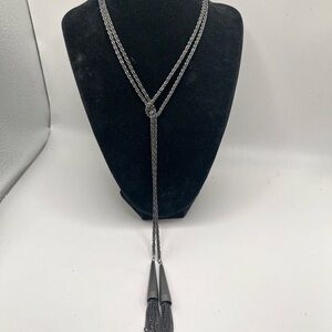 Kendra Scott Phara Lariat Tassel Necklace in Gun Metal